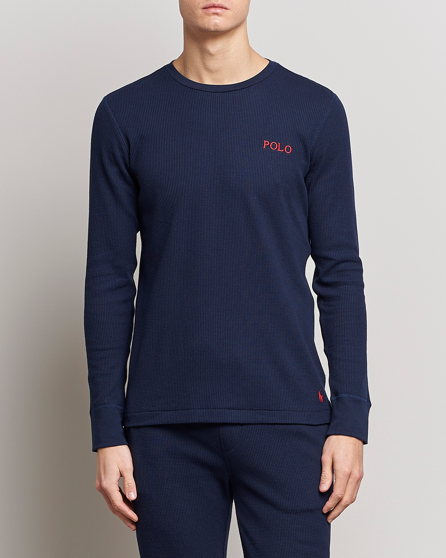 Herre | T-Shirts | Polo Ralph Lauren | Waffle Long Sleeve Crew Neck Cruise Navy