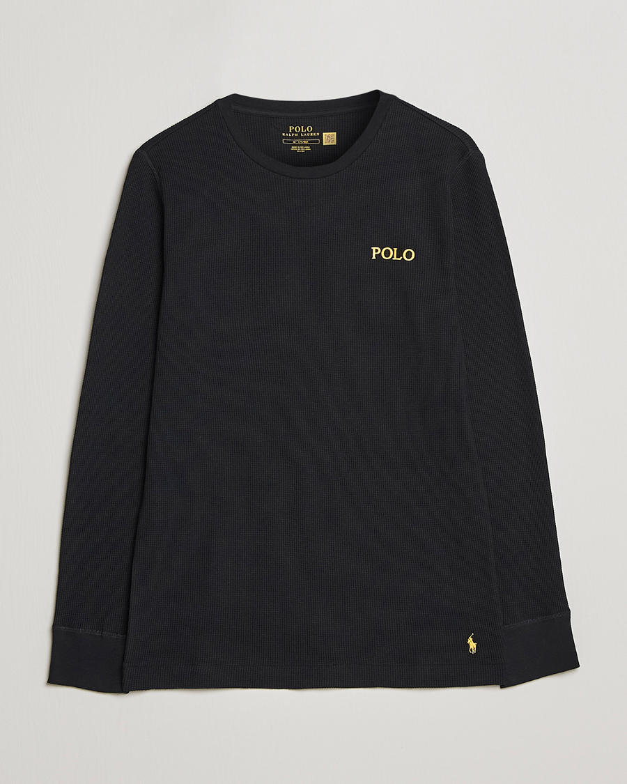 Herre | T-Shirts | Polo Ralph Lauren | Waffle Long Sleeve Crew Neck Black