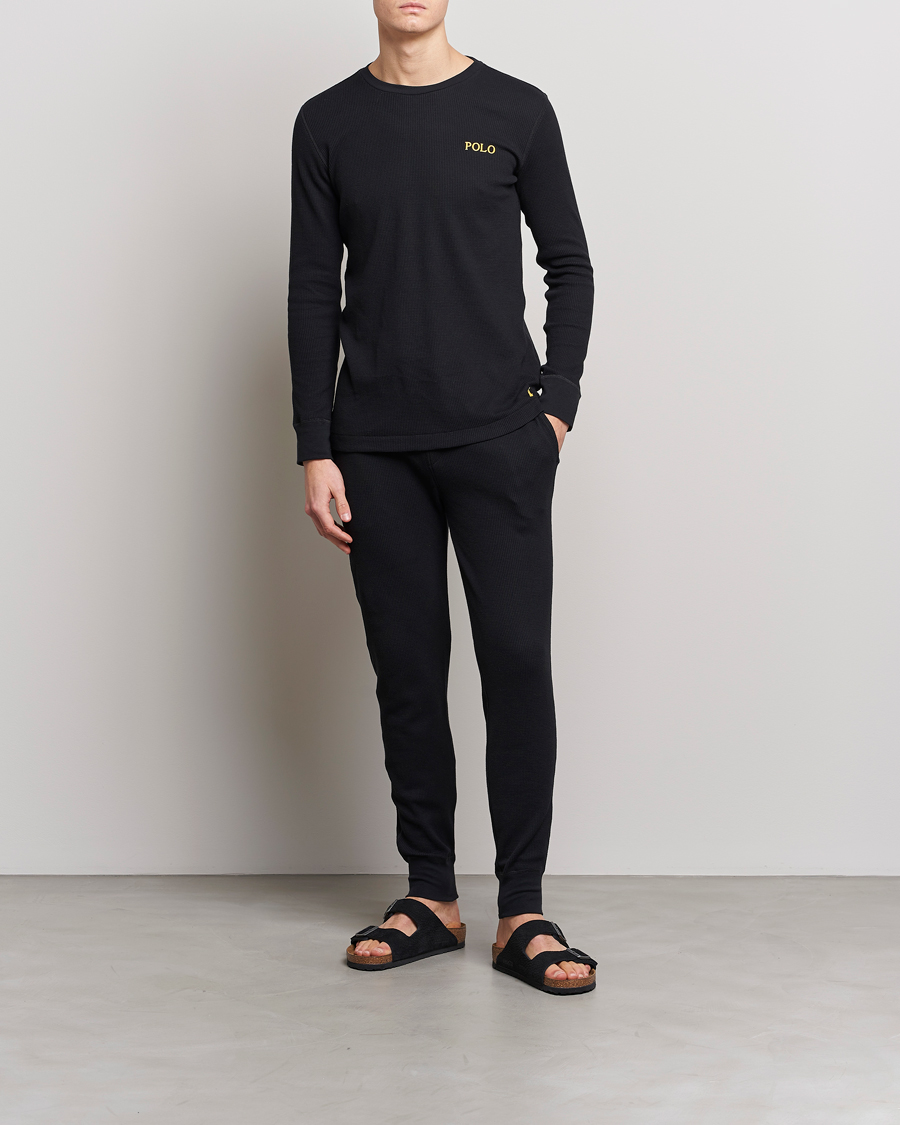 Herre | T-Shirts | Polo Ralph Lauren | Waffle Long Sleeve Crew Neck Black