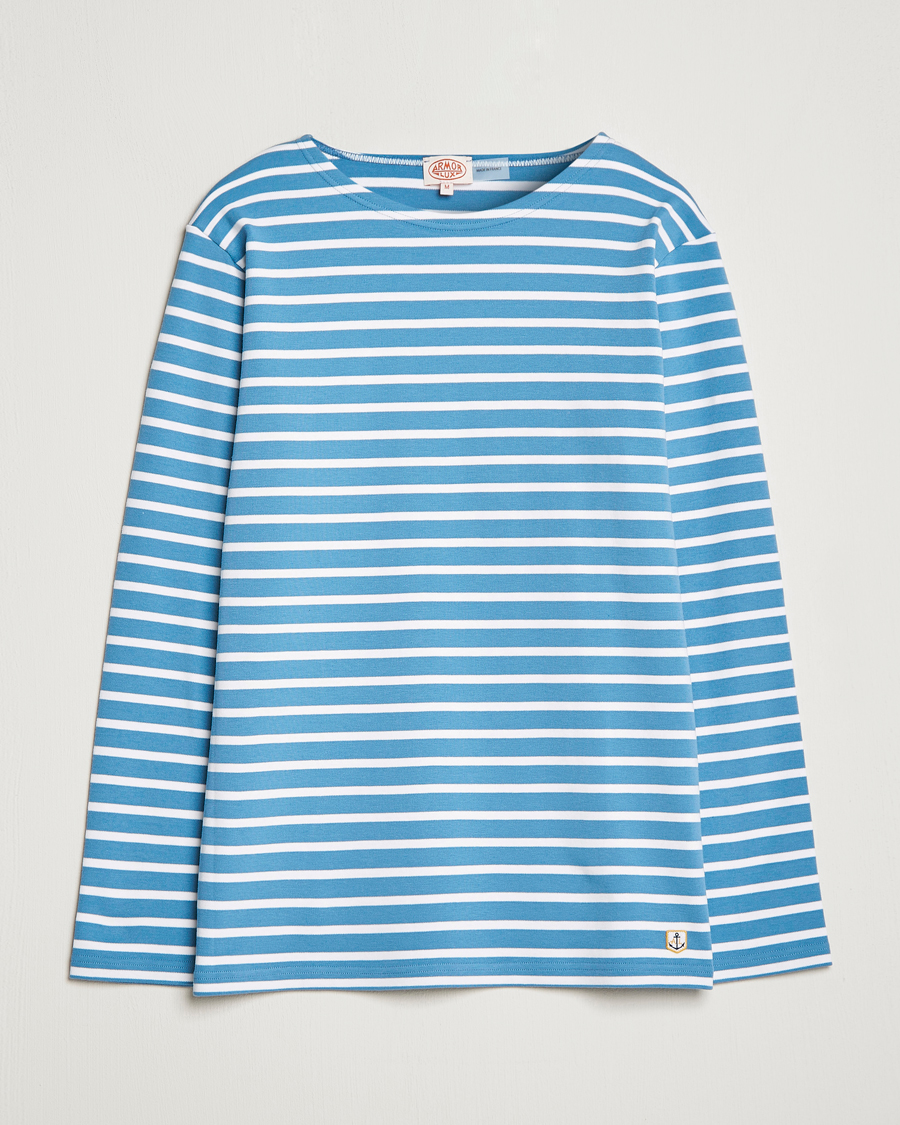 Herre | T-Shirts | Armor-lux | Houat Héritage Stripe Longsleeve T-shirt Blue/Blanc