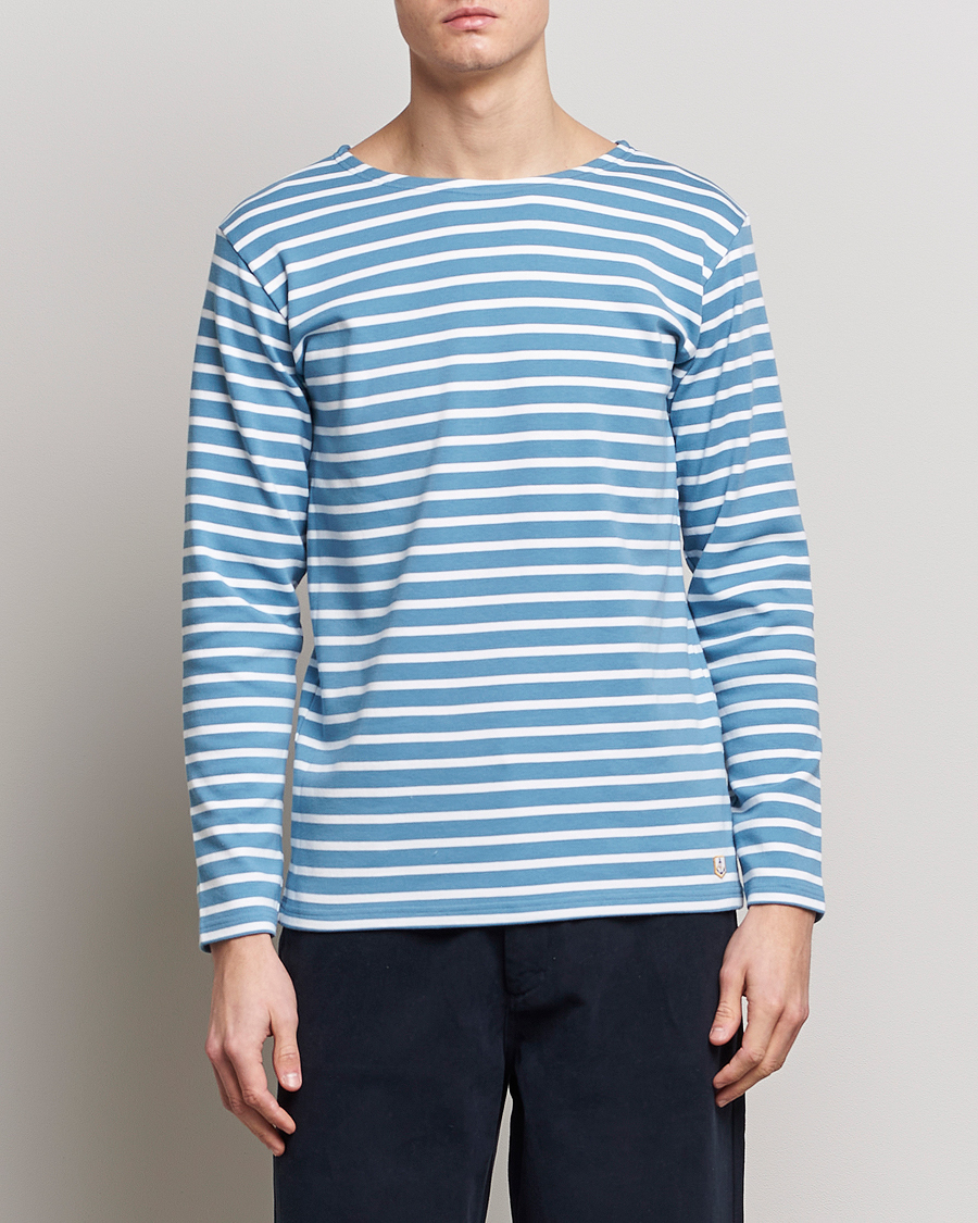 Herre |  | Armor-lux | Houat Héritage Stripe Longsleeve T-shirt Blue/Blanc