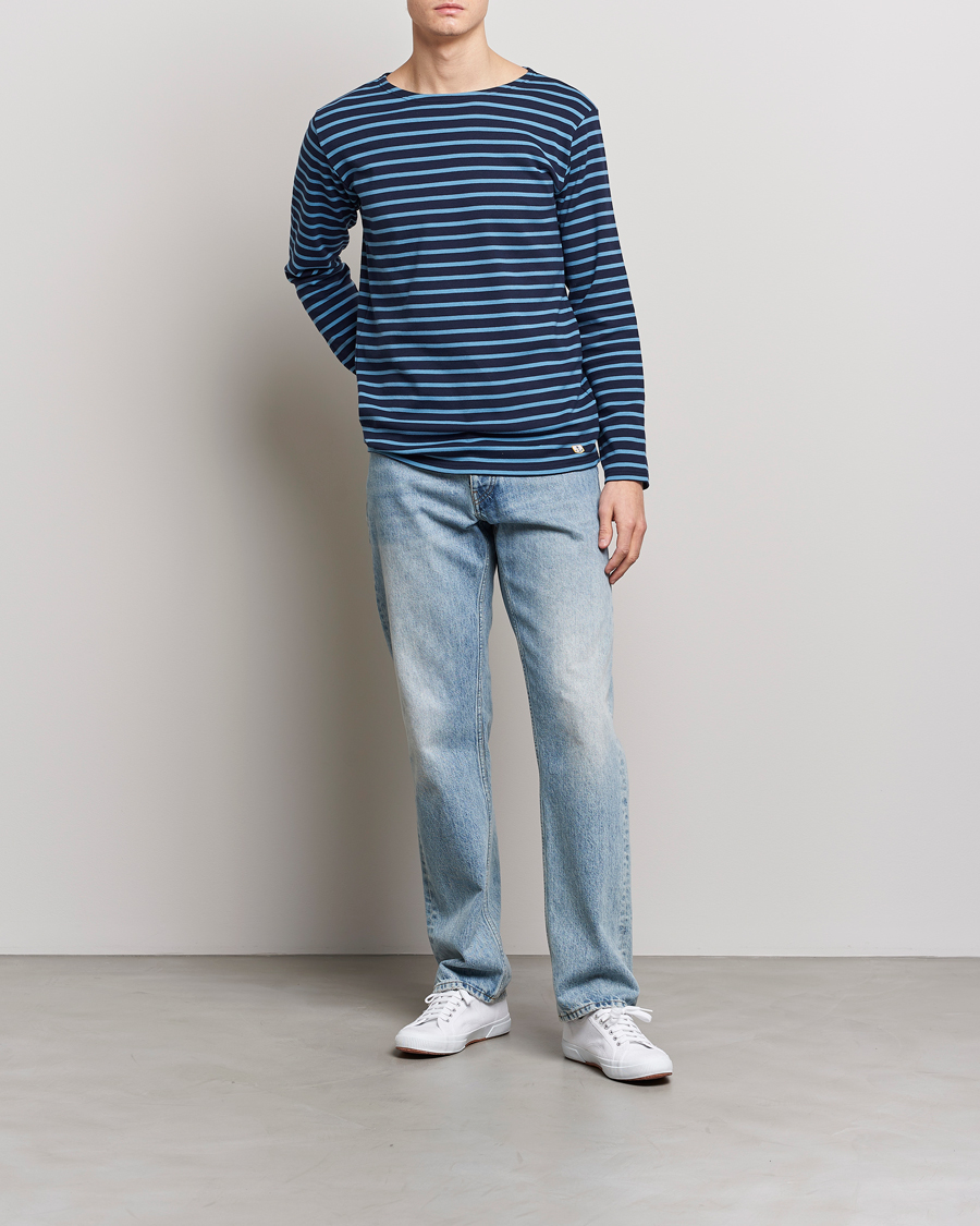Herre | T-Shirts | Armor-lux | Houat Héritage Stripe Longsleeve T-shirt Marine Deep/St Lo
