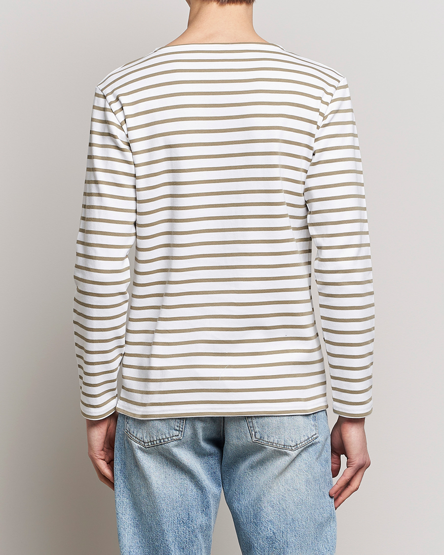 Herre | T-Shirts | Armor-lux | Houat Héritage Stripe Longsleeve T-shirt Blanc/Argile