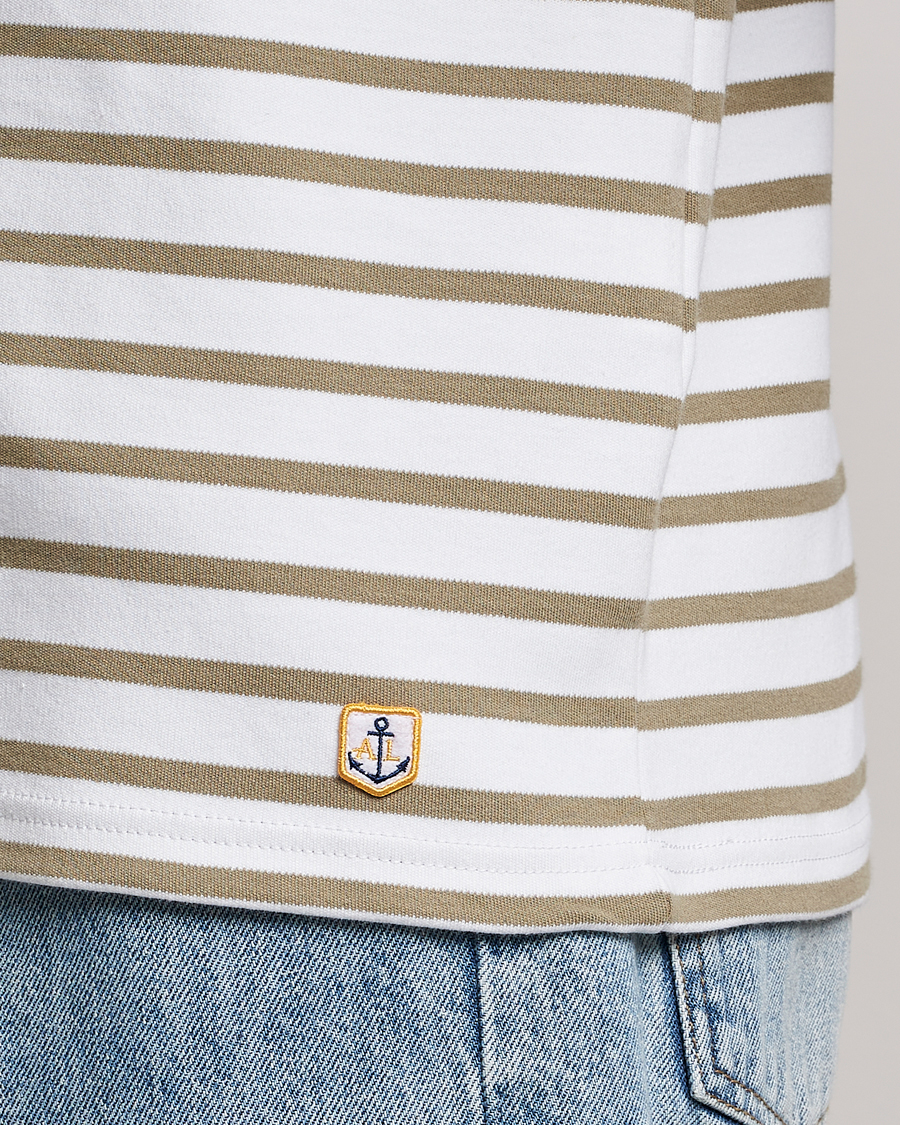 Herre | T-Shirts | Armor-lux | Houat Héritage Stripe Longsleeve T-shirt Blanc/Argile