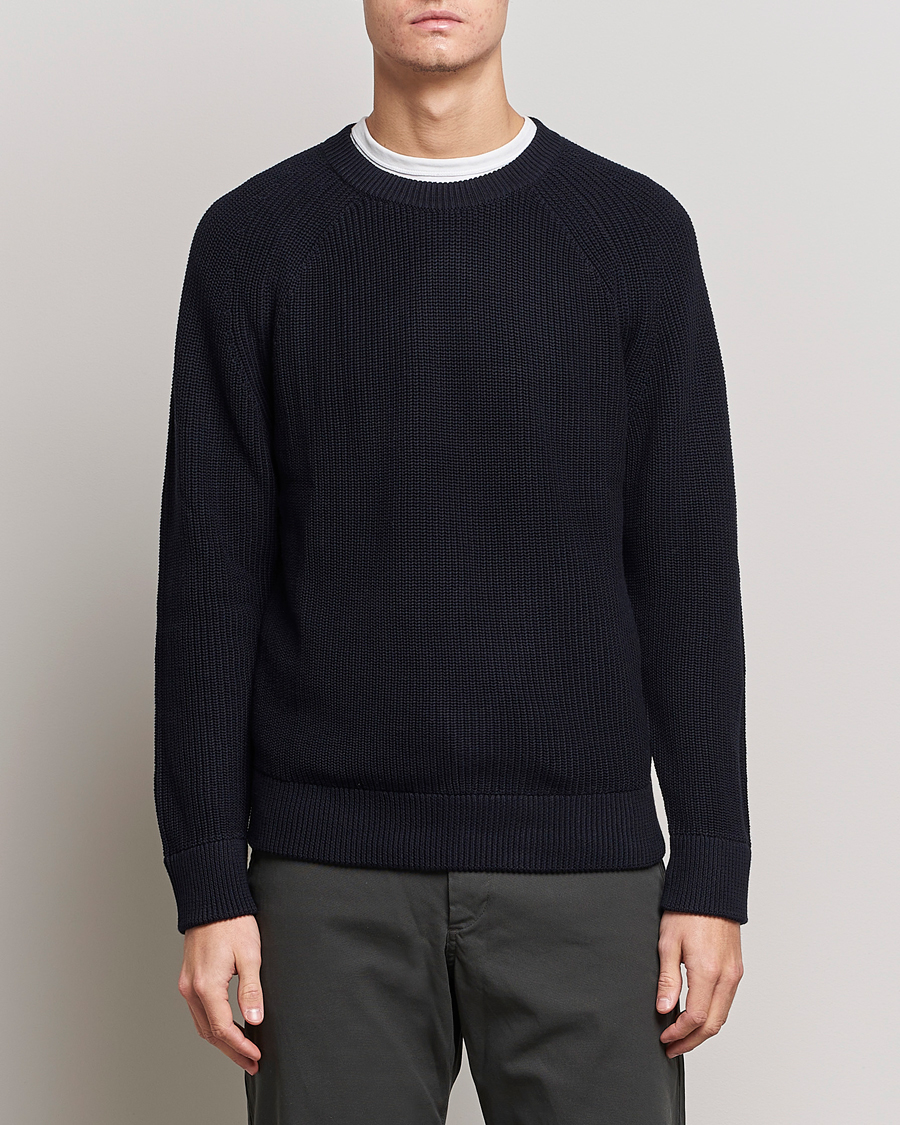 Herre | NN07 | NN07 | Jacobo Cotton Knitted Sweater Navy Blue