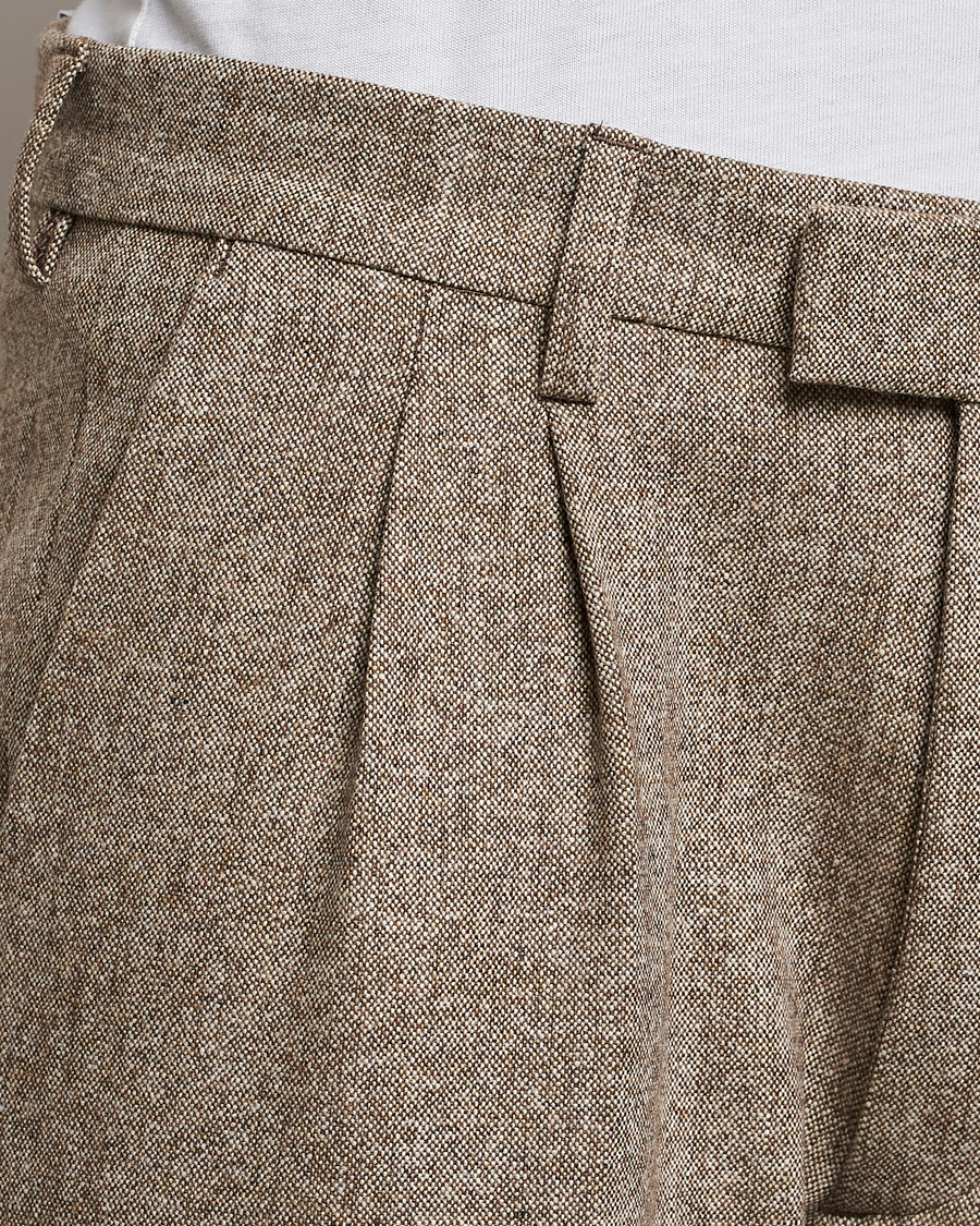 Herre | Bukser | NN07 | Fritz Wool Pleated Trousers Brown Melange