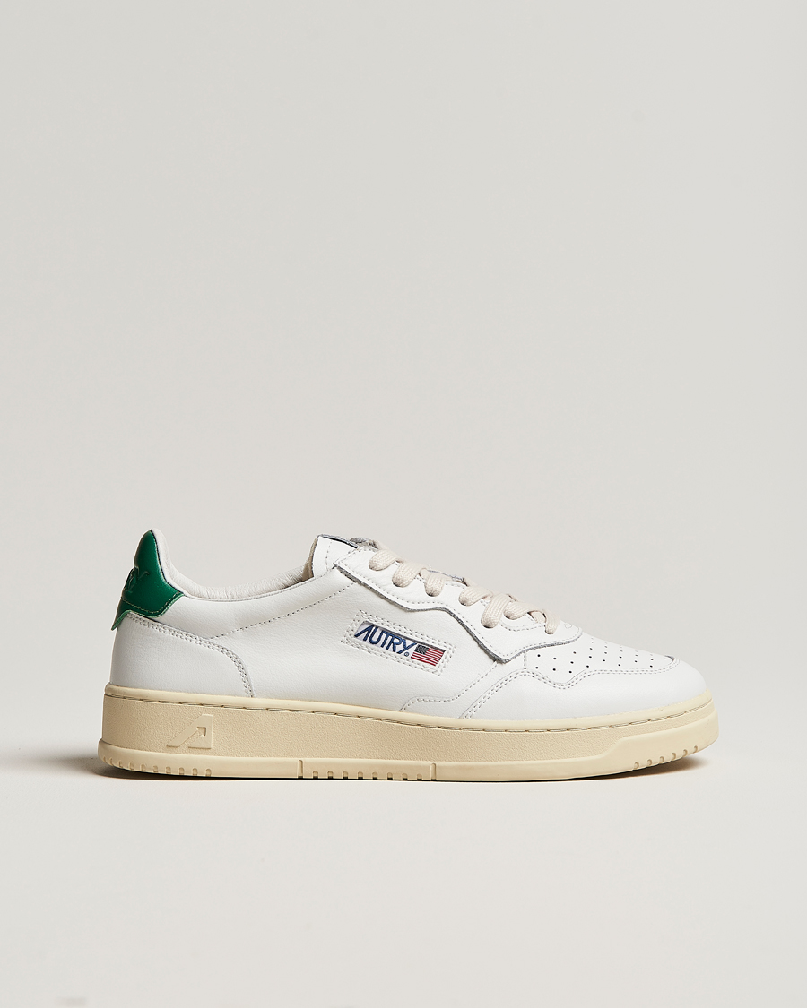 Herre | Sneakers | Autry | Medalist Low Super Soft Goat Leather Sneaker White/Green