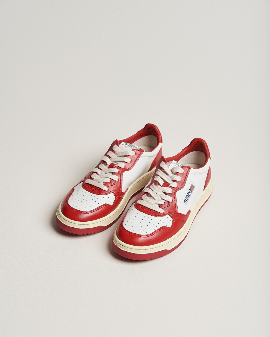 Herre |  | Autry | Medalist Low Bicolor Leather Sneaker Red