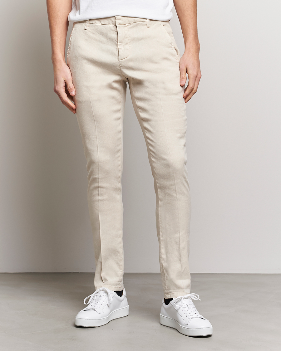 Herre | Linbukser | Dondup | Gaubert Linen Stretch Chinos Light Oat