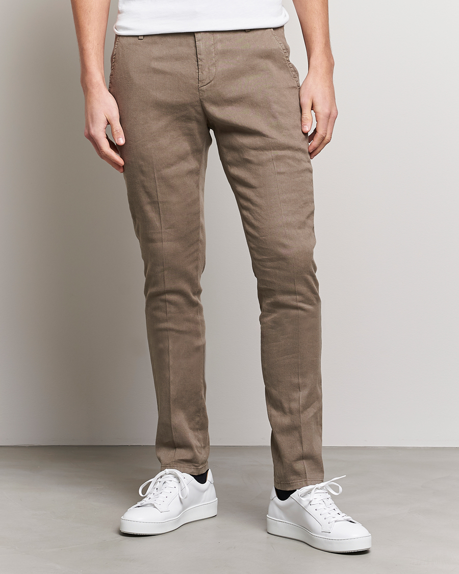 Herre | Linbukser | Dondup | Gaubert Linen Stretch Chinos Light Brown