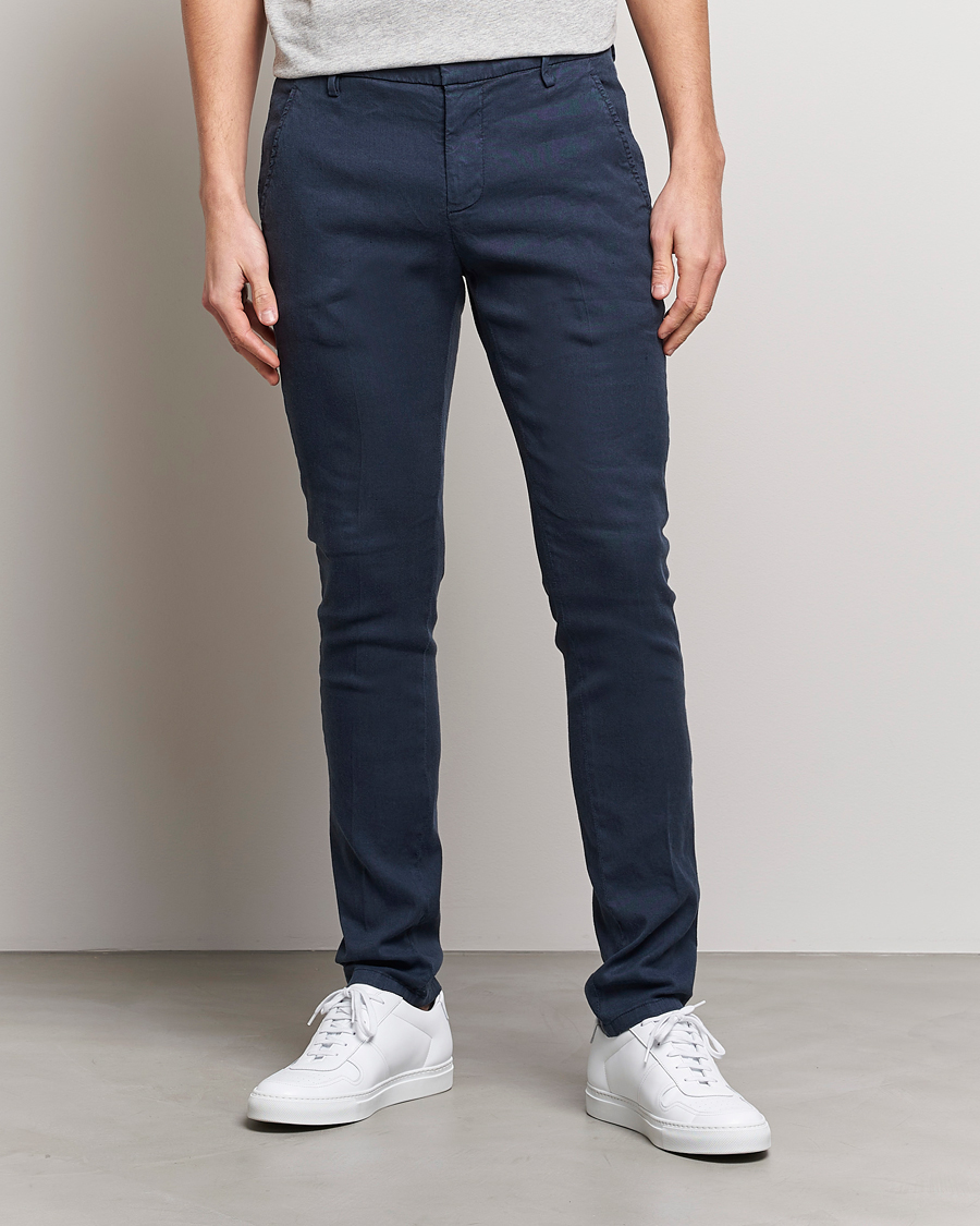 Herre | Linbukser | Dondup | Gaubert Linen Stretch Chinos Navy