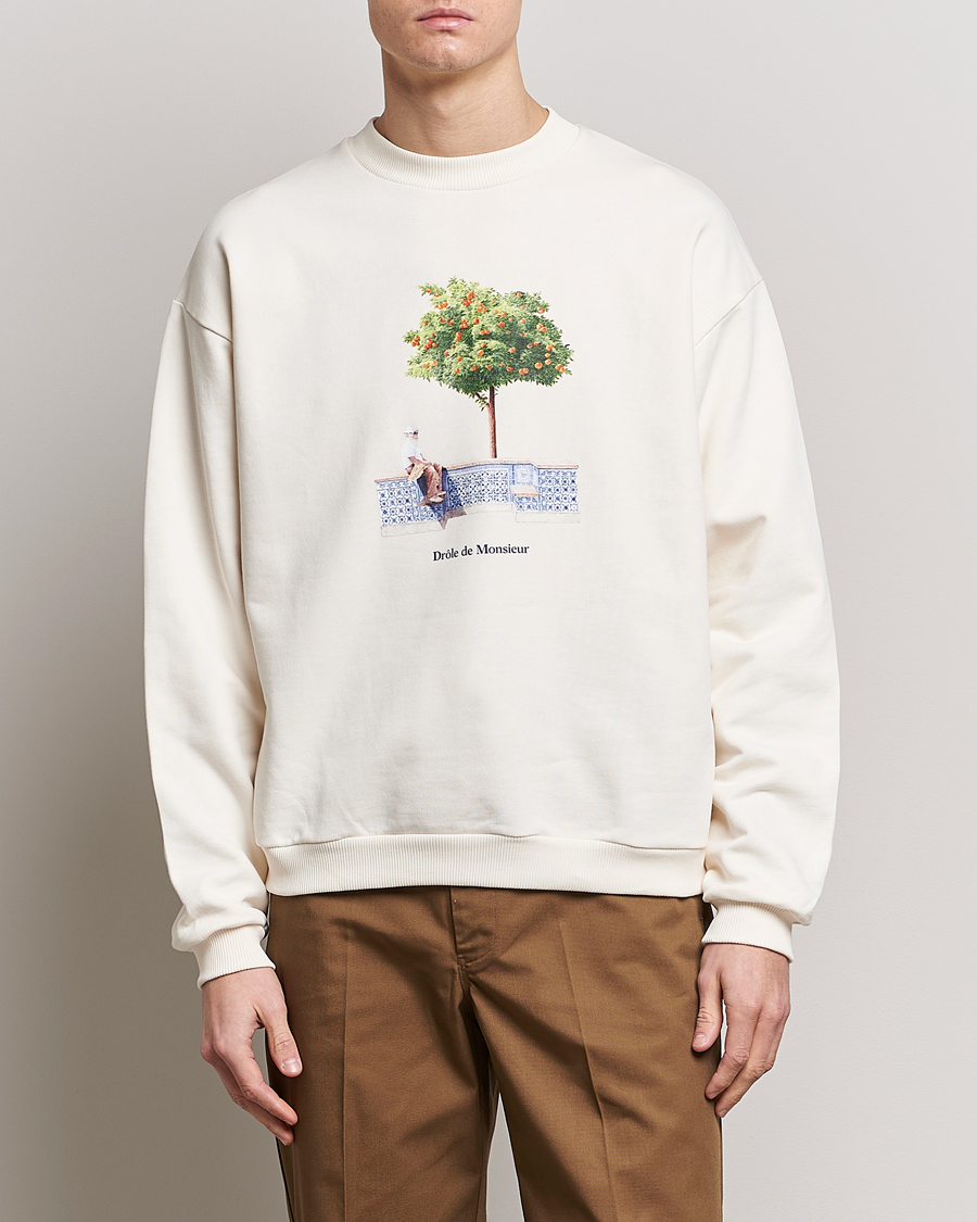 Herre | Gensere | Drôle de Monsieur | Oranger Print Sweatshirt Off White