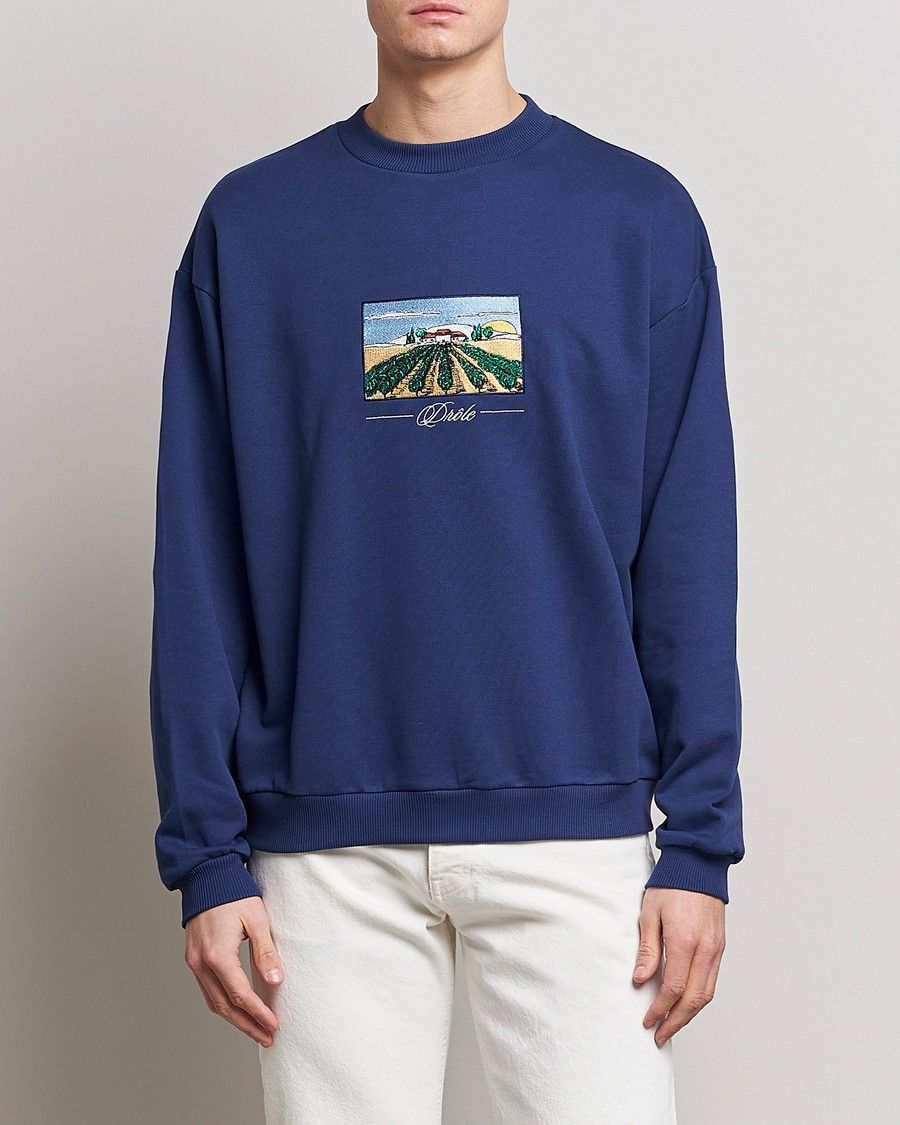 Herre | Gensere | Drôle de Monsieur | Vignes Embroidered Sweatshirt Navy