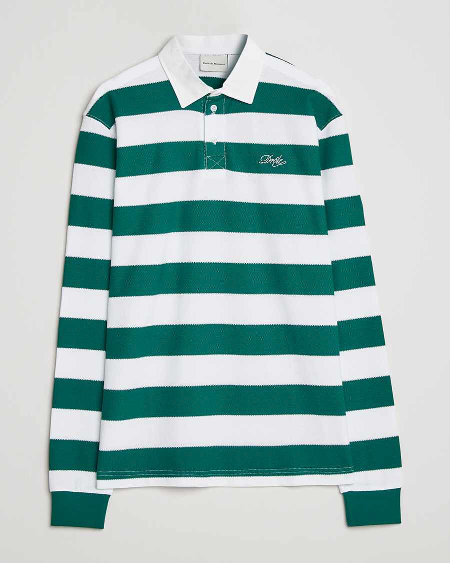 Herre | Gensere | Drôle de Monsieur | Le Polo Striped Rugby Shirt White/Green