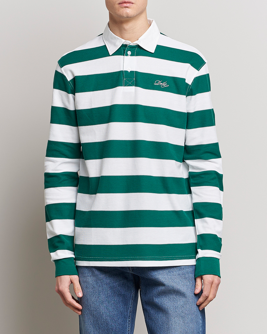 Herre |  | Drôle de Monsieur | Le Polo Striped Rugby Shirt White/Green