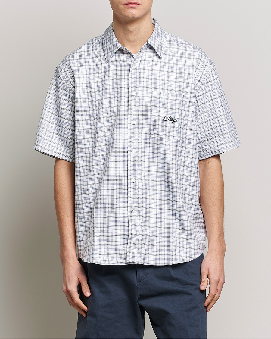Herre | | Drôle de Monsieur | Short Sleeve Signature Shirt Blue Check