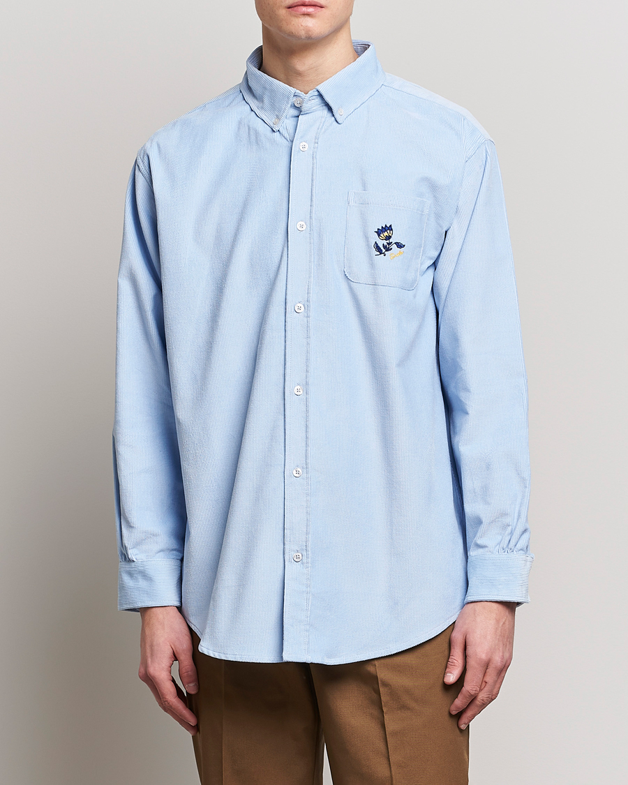 Herre | Skjorter | Drôle de Monsieur | Fleur Corduroy Shirt Light Blue
