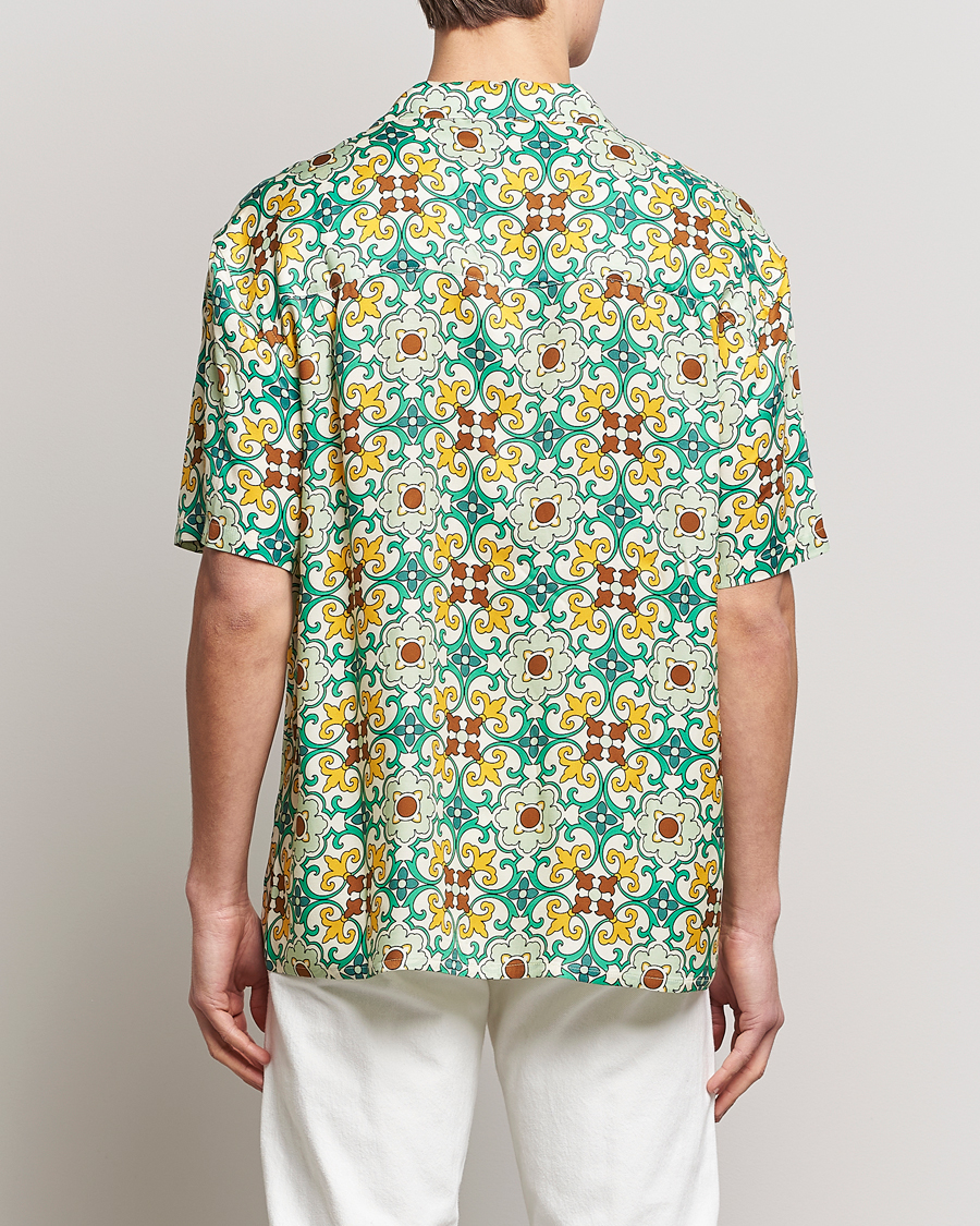 Herre | Skjorter | Drôle de Monsieur | Ornaments Print Bowling Shirt Yellow/Green