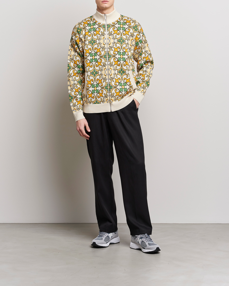 Herre | Jakker | Drôle de Monsieur | Jacquard Ornaments Zip Blouson Yellow/Green