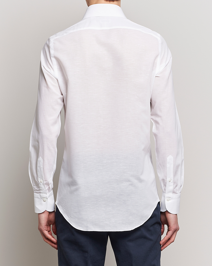 Herre | Skjorter | Finamore Napoli | Milano Slim Linen Dress Shirt White
