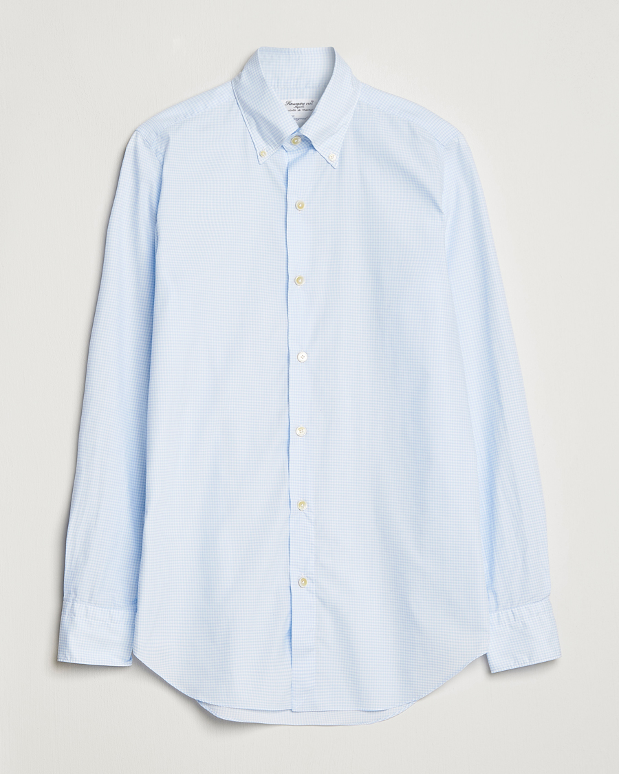 Herre | Skjorter | Finamore Napoli | Milano Slim Washed Dress Shirt Light Blue Check