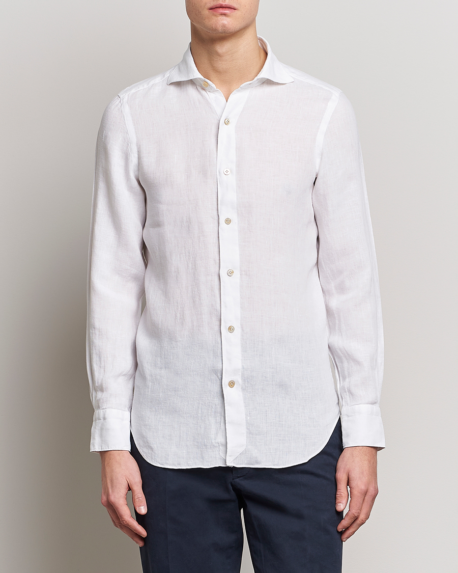 Herre |  | Finamore Napoli | Tokyo Slim Linen Shirt White