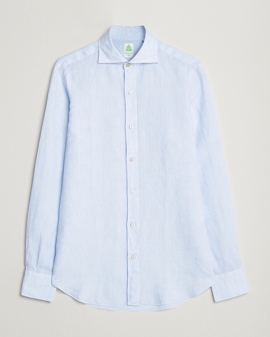 Herre | Skjorter | Finamore Napoli | Tokyo Slim Linen Shirt Light Blue
