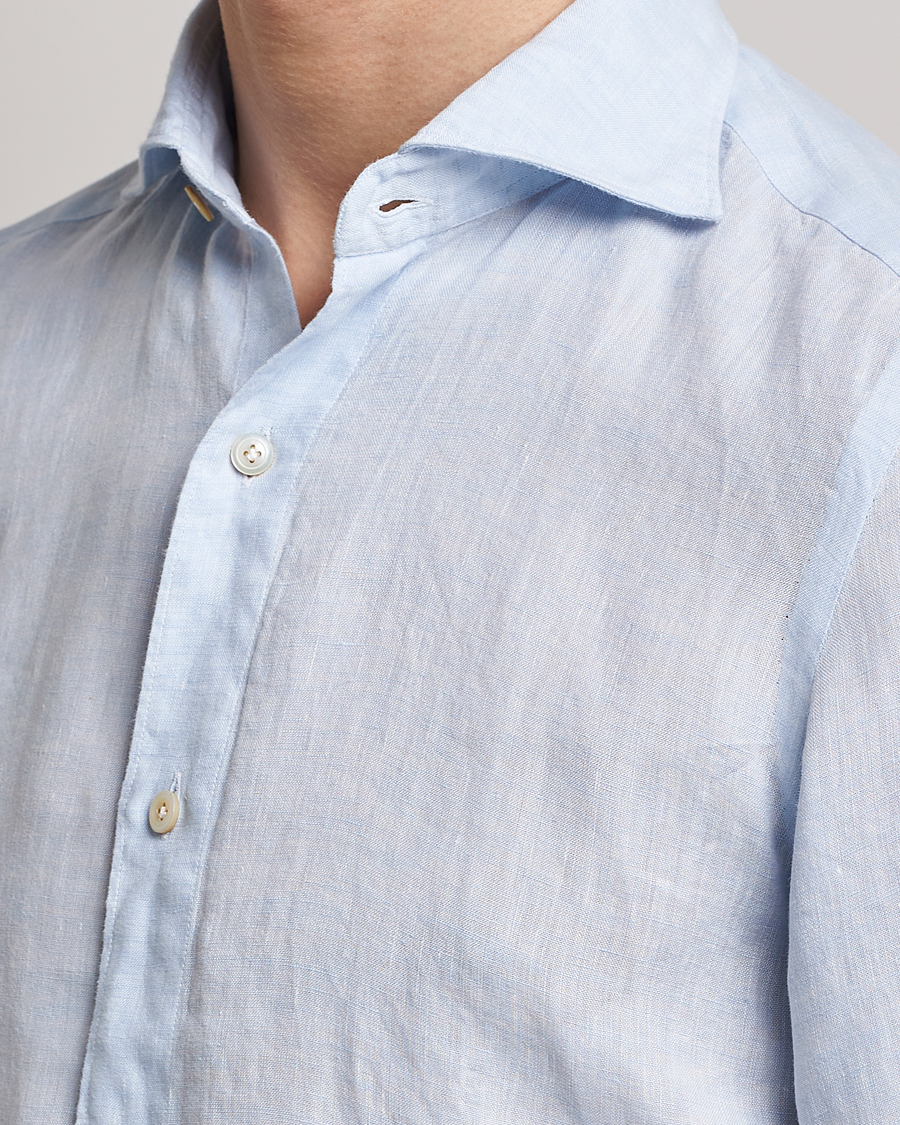 Herre | Skjorter | Finamore Napoli | Tokyo Slim Linen Shirt Light Blue