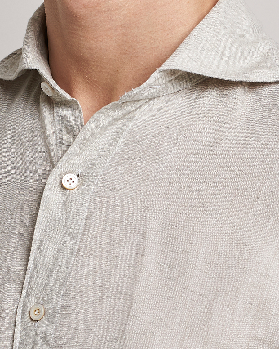 Herre | Skjorter | Finamore Napoli | Tokyo Slim Linen Shirt Oat