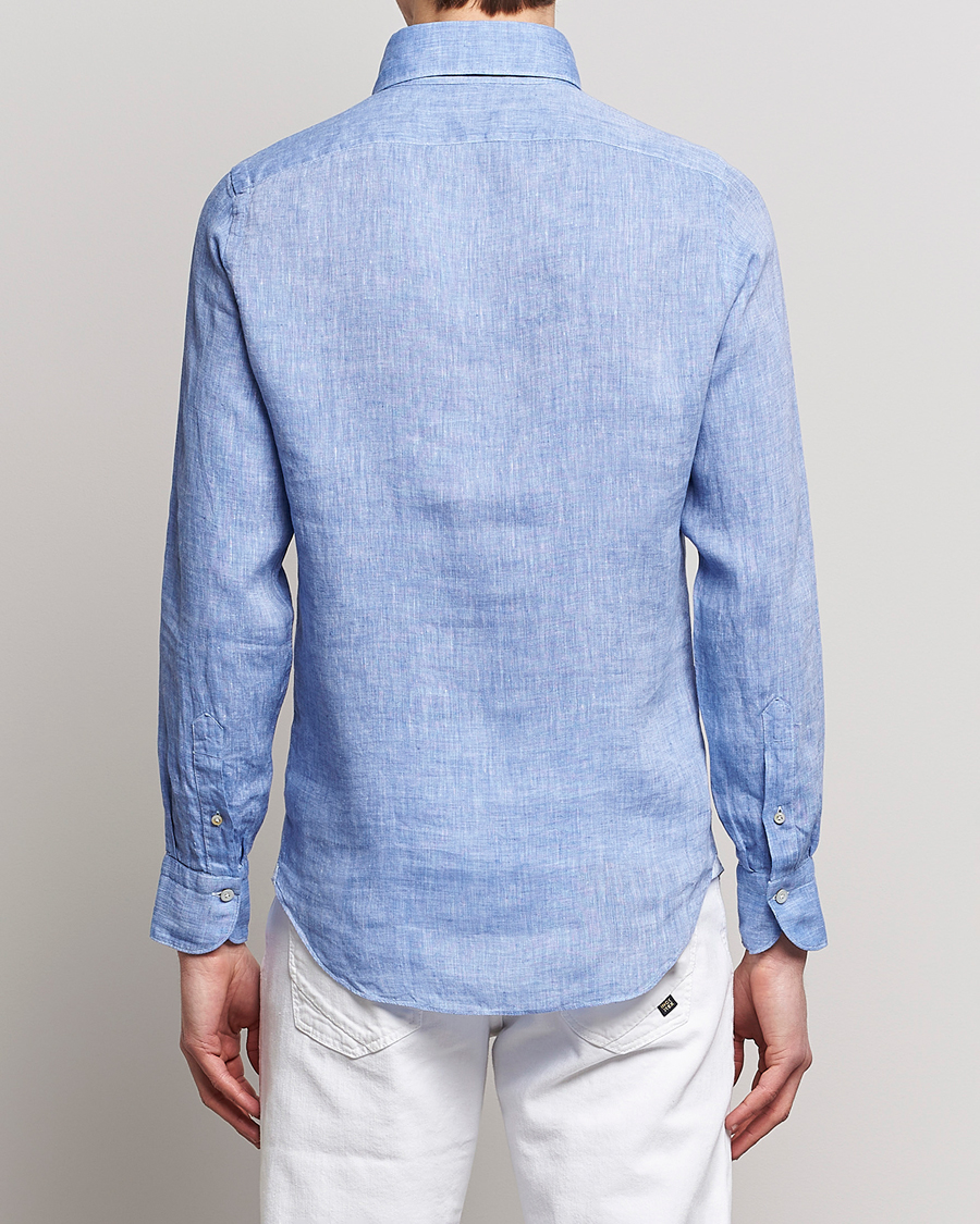 Herre | Skjorter | Finamore Napoli | Miami Linen Popover Shirt Dark Blue