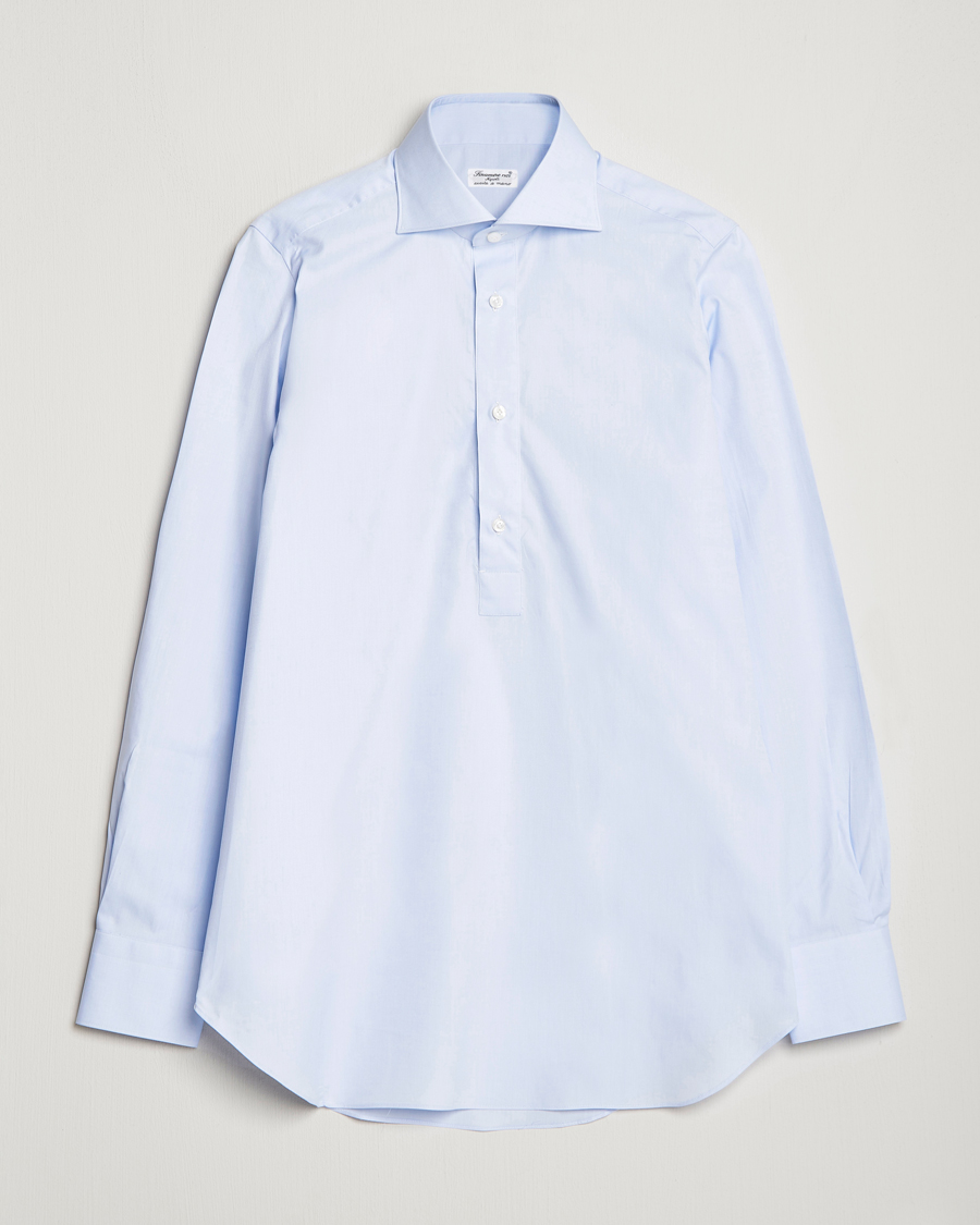 Herre | Skjorter | Finamore Napoli | Tokyo Slim Oxford Popover Shirt Light Blue