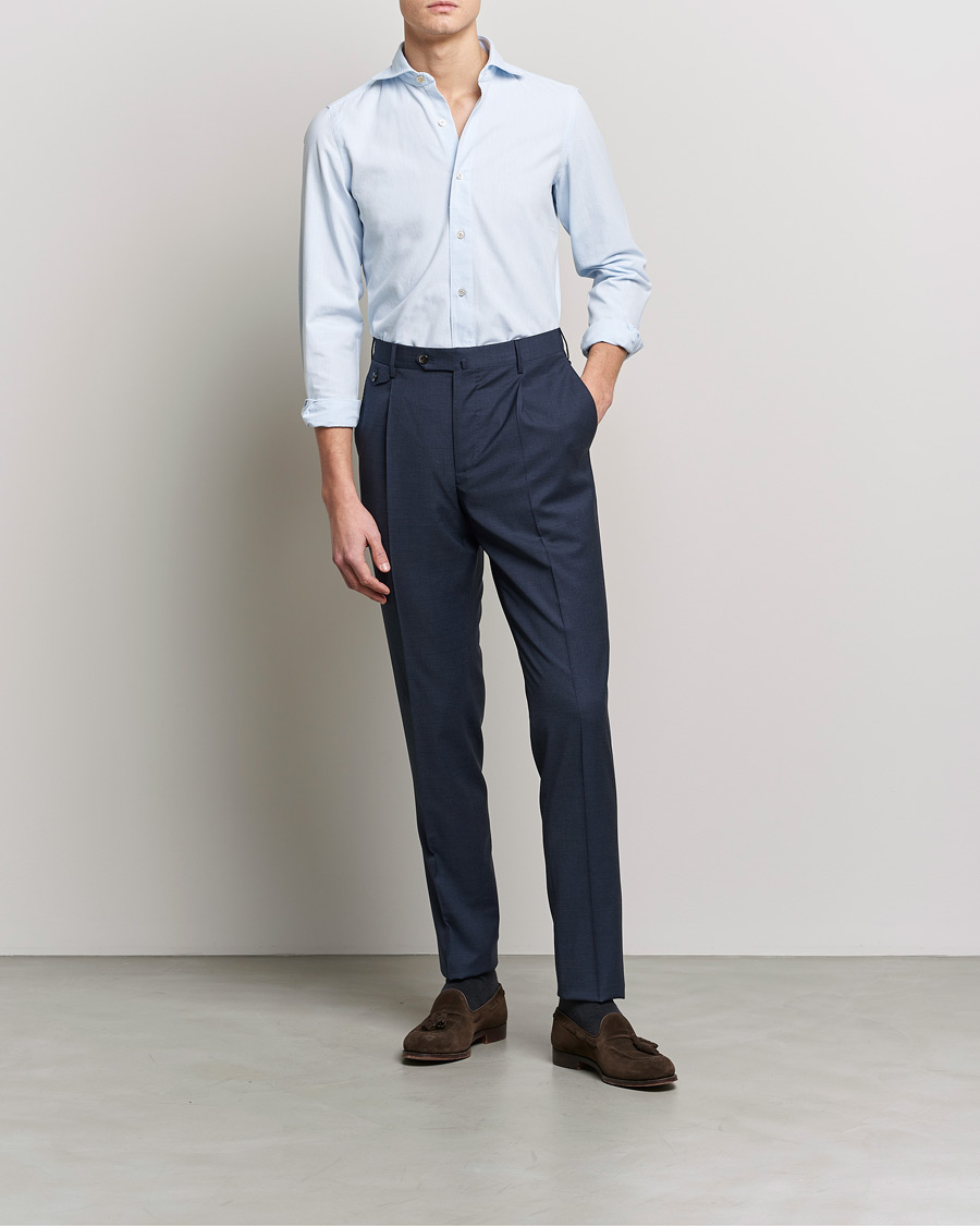 Herre | Skjorter | Finamore Napoli | Tokyo Slim Chambray Shirt Light Blue