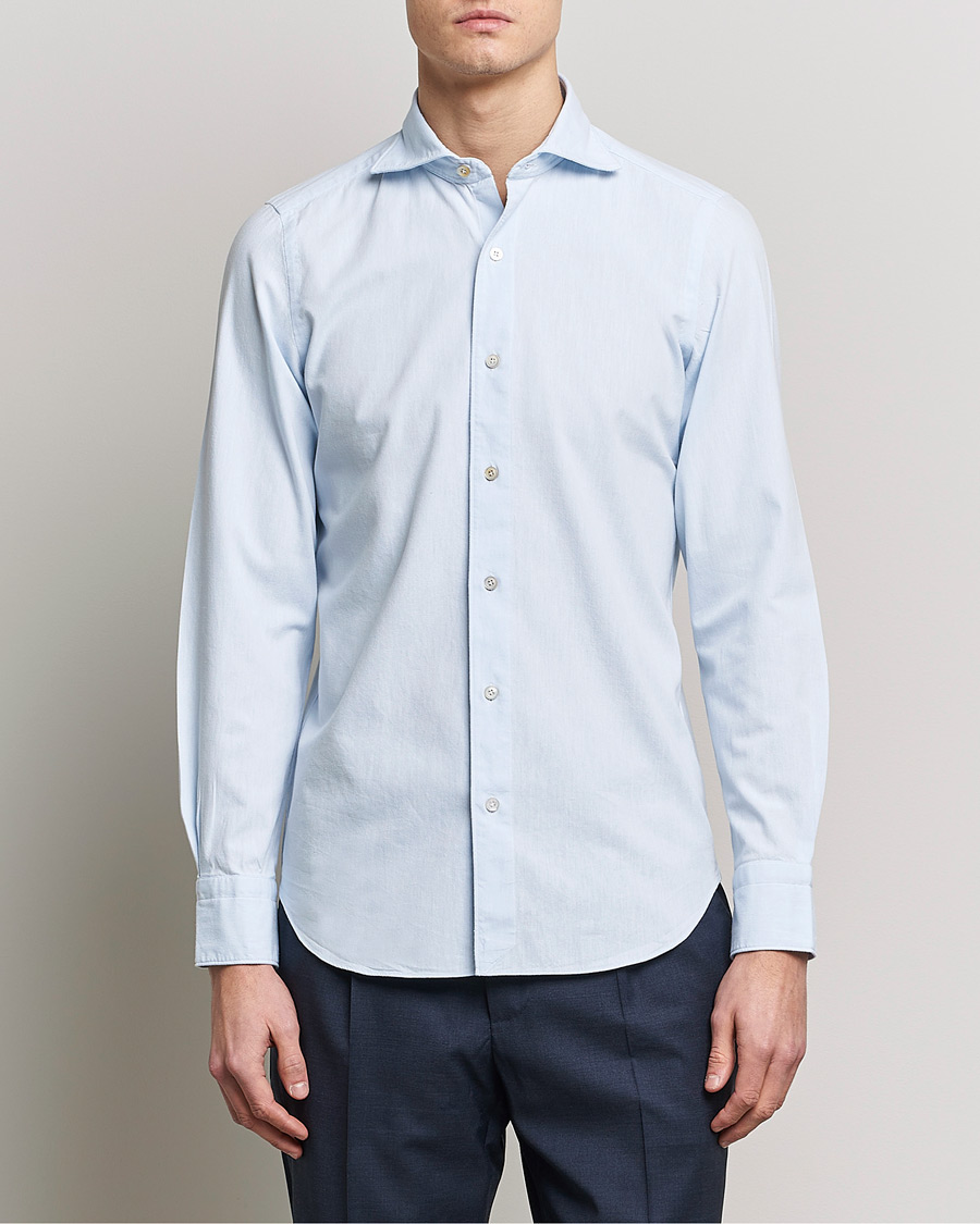Herre | Skjorter | Finamore Napoli | Tokyo Slim Chambray Shirt Light Blue