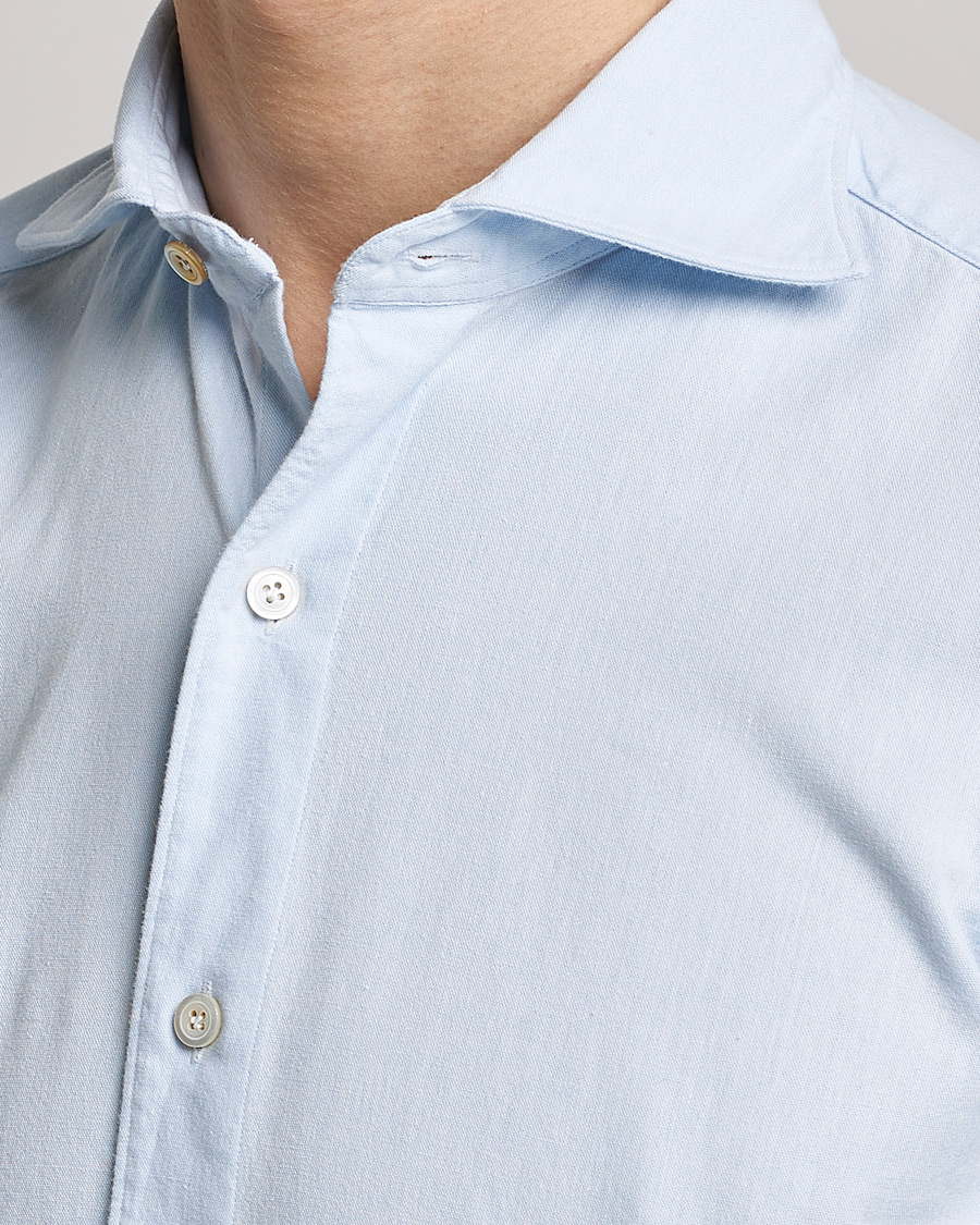 Herre | Skjorter | Finamore Napoli | Tokyo Slim Chambray Shirt Light Blue