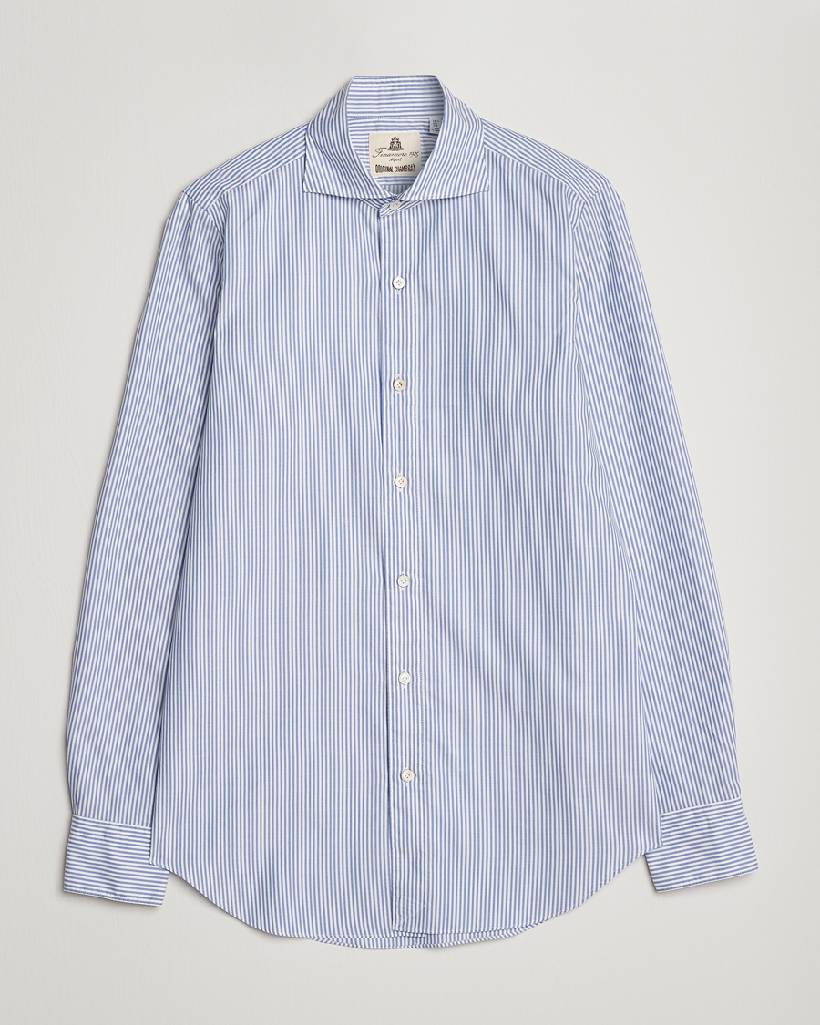 Herre | Skjorter | Finamore Napoli | Tokyo Slim Chambray Shirt Light Blue Stripe