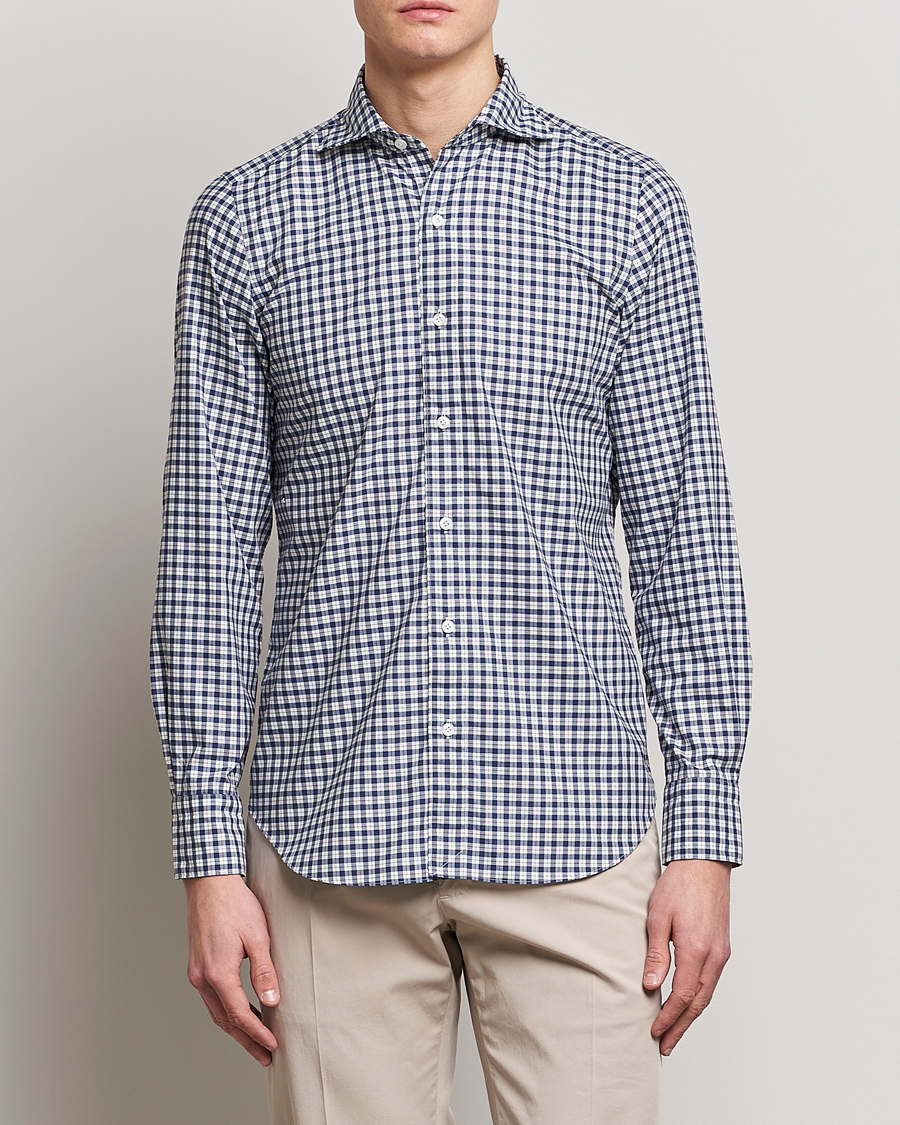 Herre |  | Finamore Napoli | Tokyo Slim Sport Shirt Blue Check