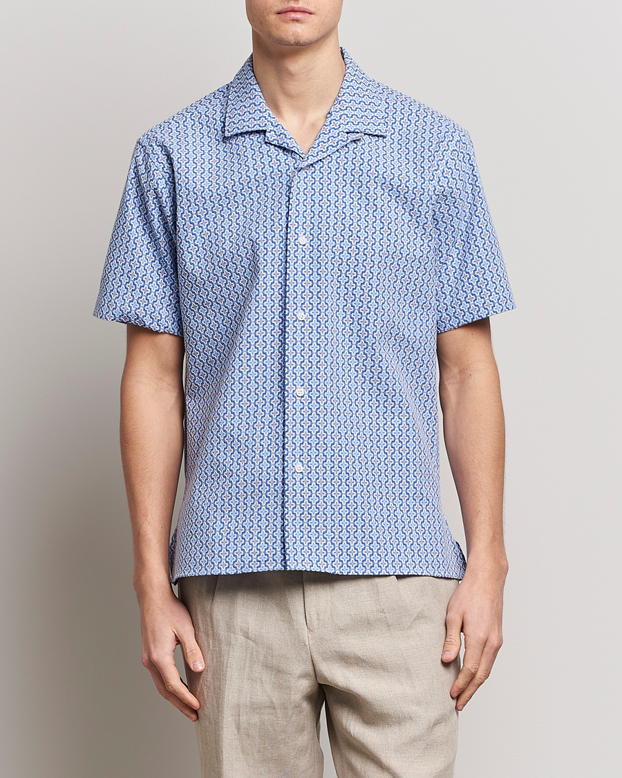 Herre | Skjorter | Gitman Vintage | Summer Ready Jacquard Camp Shirt Light Blue