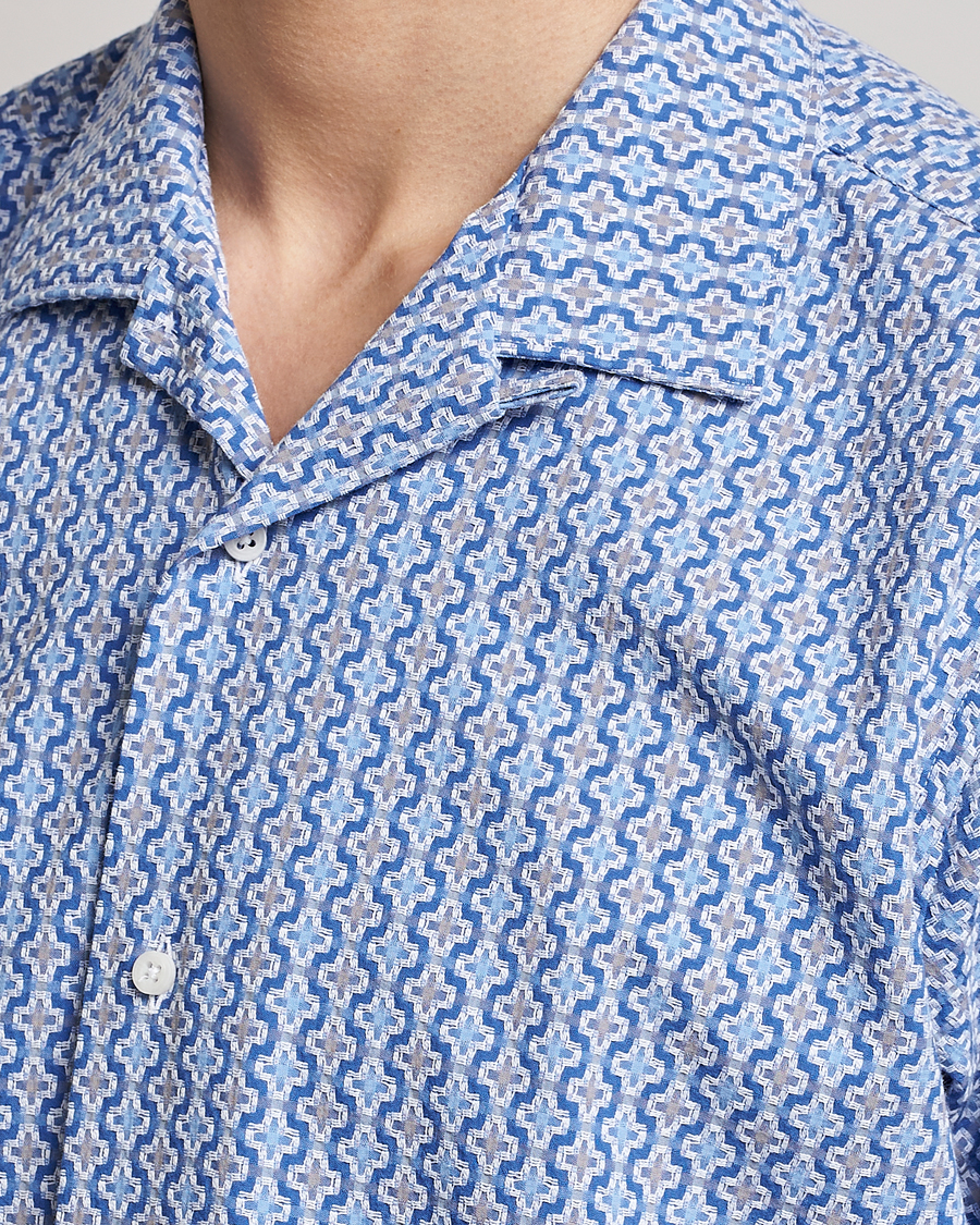 Herre | Skjorter | Gitman Vintage | Summer Ready Jacquard Camp Shirt Light Blue