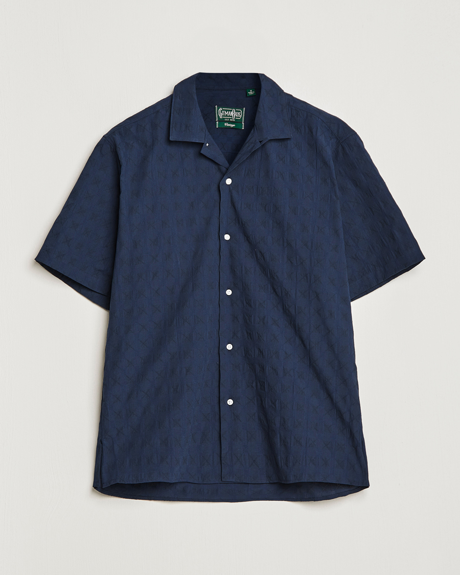 Herre | Skjorter | Gitman Vintage | Japanese Jacquard Camp Shirt Navy
