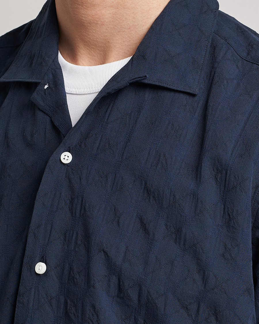 Herre | Skjorter | Gitman Vintage | Japanese Jacquard Camp Shirt Navy