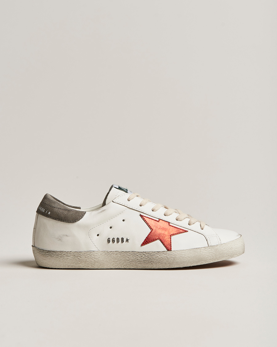 Herre | Golden Goose Deluxe Brand Super-Star Sneakers White/Red | Golden Goose Deluxe Brand | Super-Star Sneakers White/Red