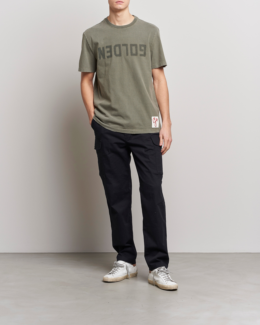 Herre | T-Shirts | Golden Goose | Deluxe Brand Dyed Jersey Logo T-Shirt Dusty Olive