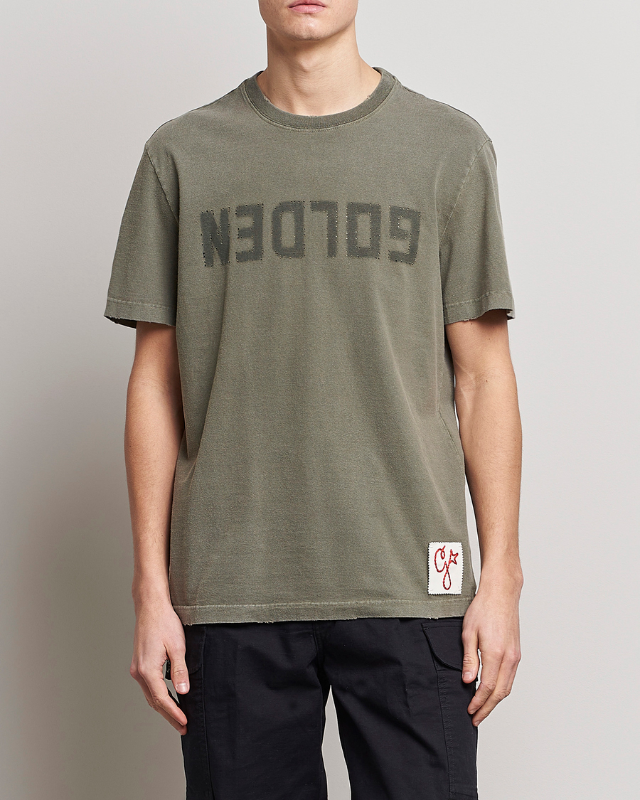 Herre |  | Golden Goose Deluxe Brand | Dyed Jersey Logo T-Shirt Dusty Olive