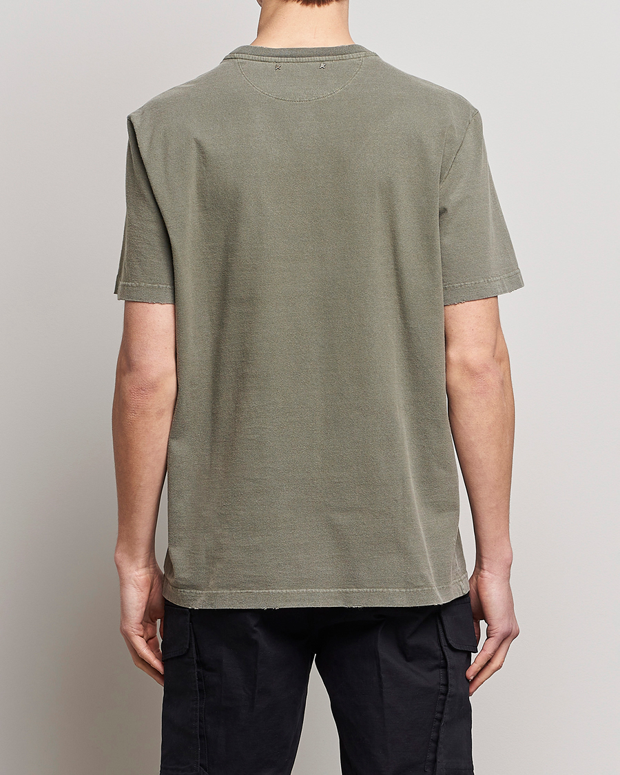 Herre | T-Shirts | Golden Goose | Deluxe Brand Dyed Jersey Logo T-Shirt Dusty Olive