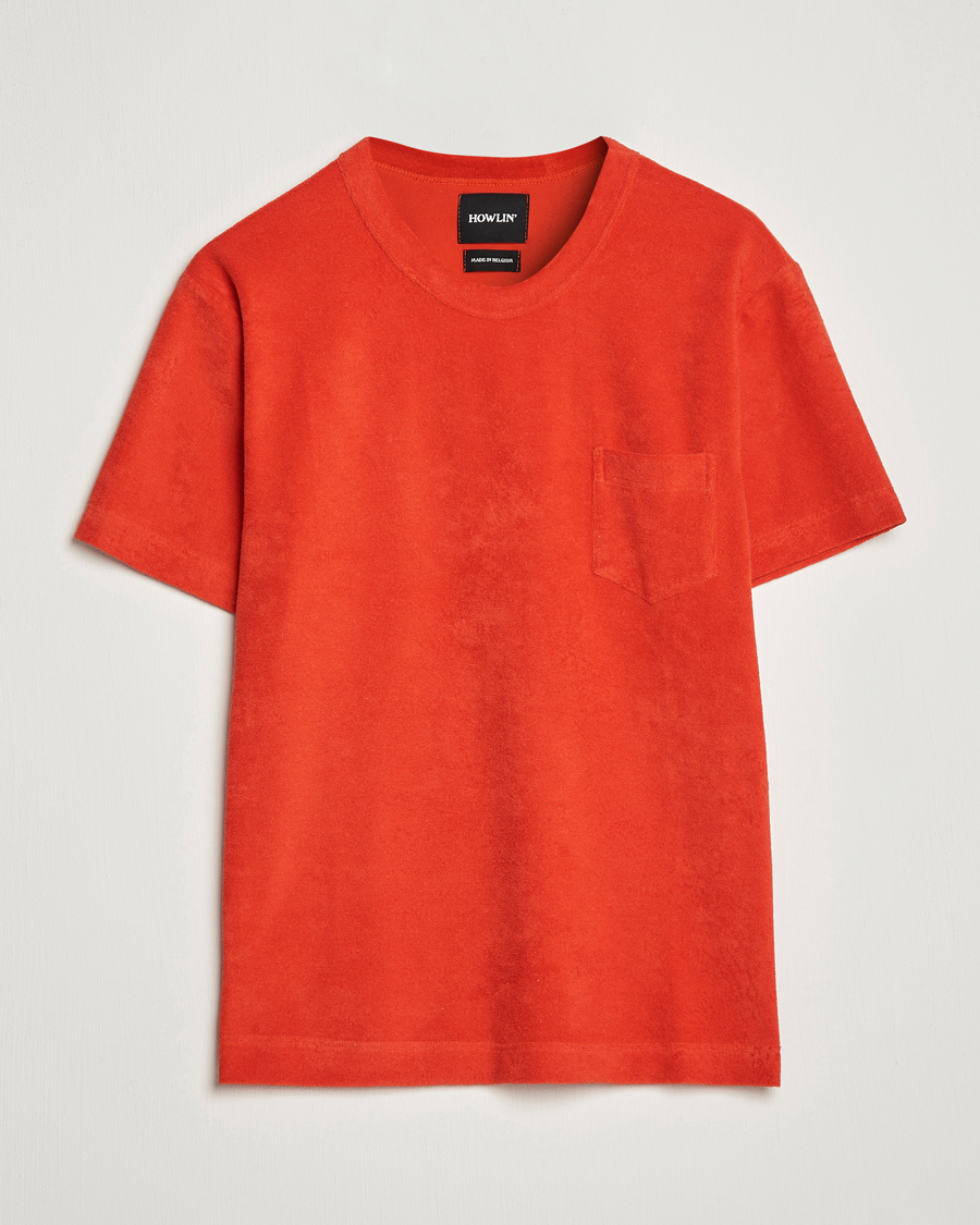 Herre | T-Shirts | Howlin' | Fons Cotton Blend Terry Pocket Tee Red Sky
