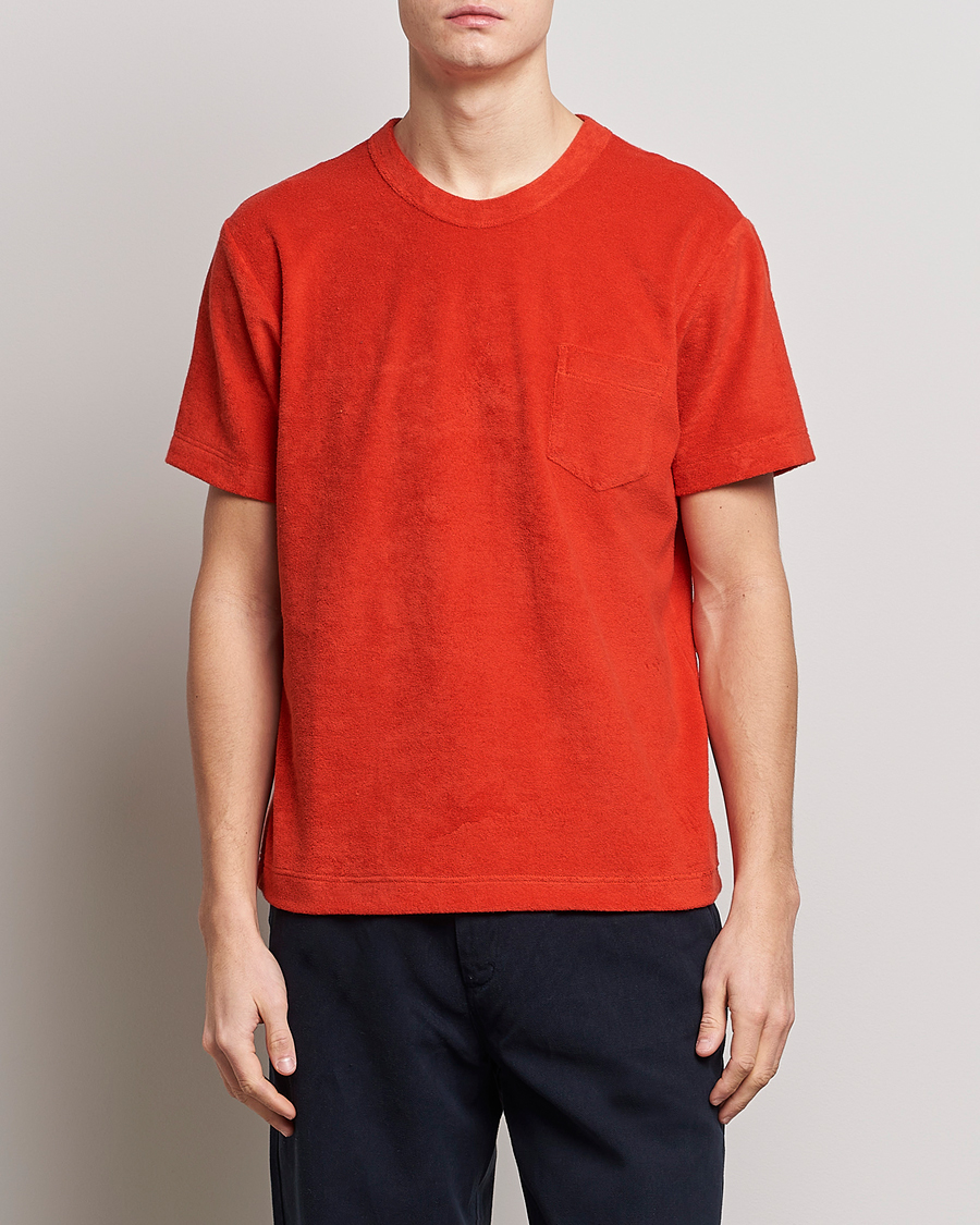Herre | T-Shirts | Howlin' | Fons Cotton Blend Terry Pocket Tee Red Sky