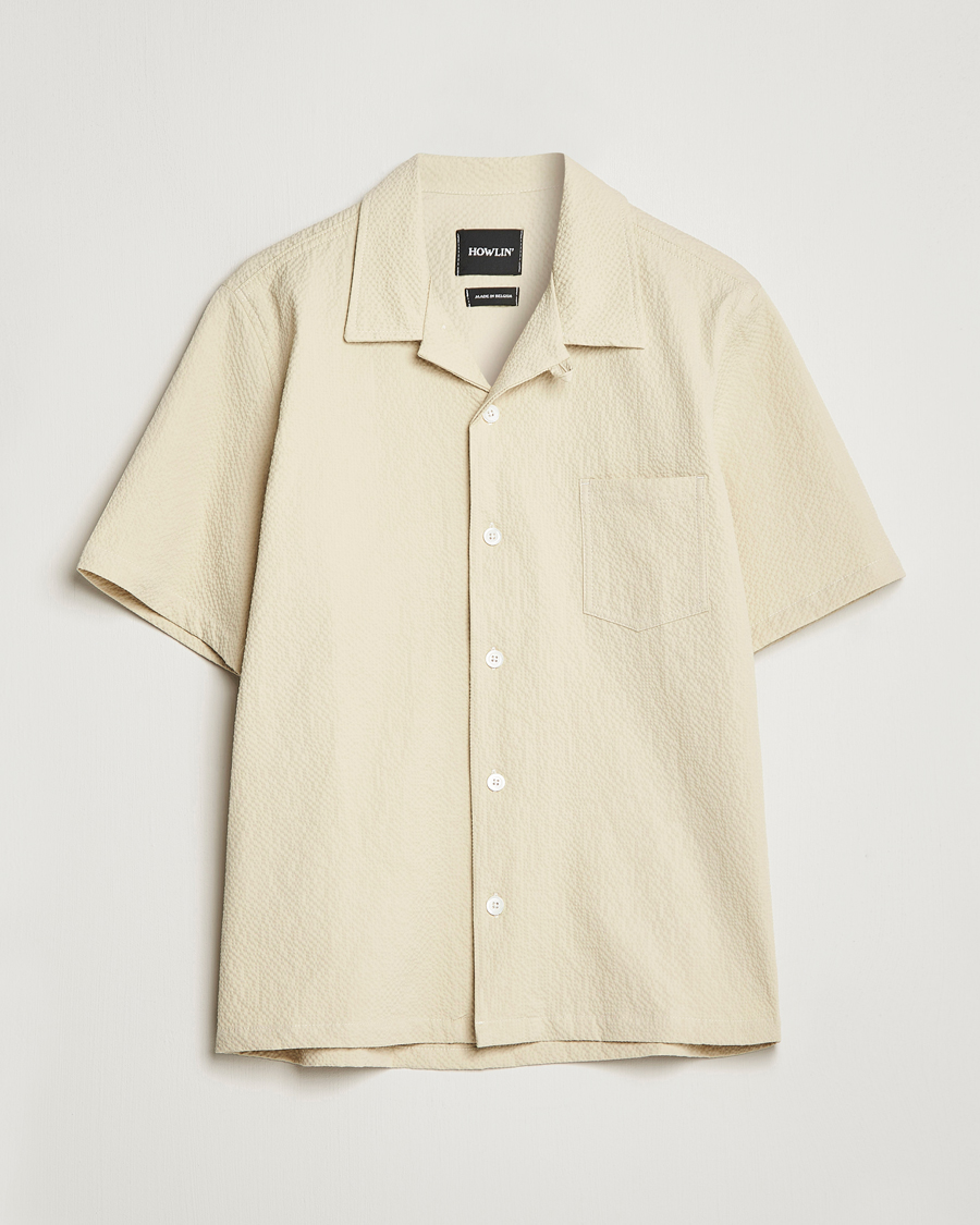 Herre | Skjorter | Howlin' | Short Sleeve Cotton Seersucker Shirt Ecru