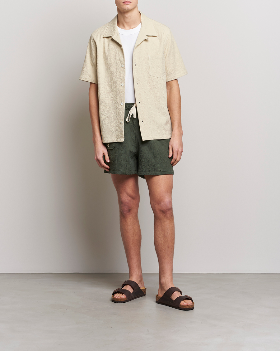 Herre | Skjorter | Howlin' | Short Sleeve Cotton Seersucker Shirt Ecru