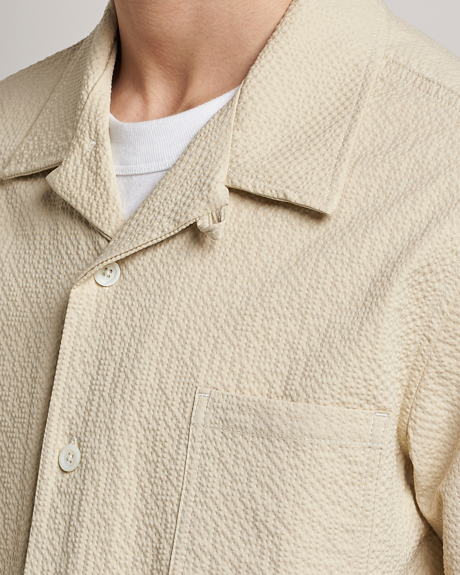 Herre | Skjorter | Howlin' | Short Sleeve Cotton Seersucker Shirt Ecru