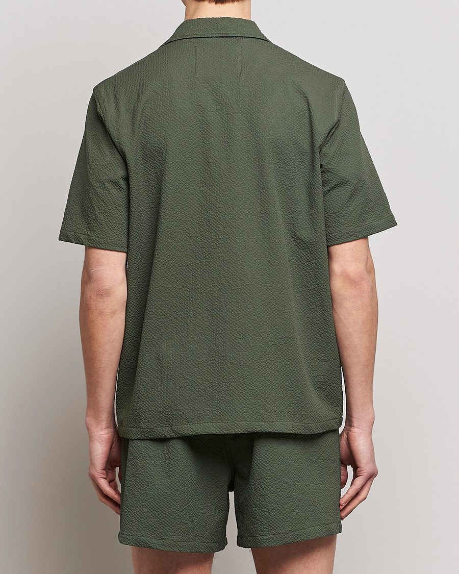 Herre | Skjorter | Howlin' | Short Sleeve Cotton Seersucker Shirt Greenish